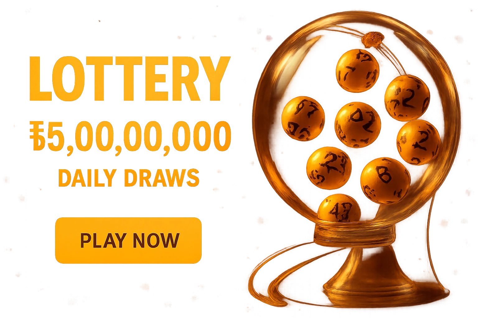 Festive lottery banner with golden balls, draw machine, Bangladesh jackpot, play now